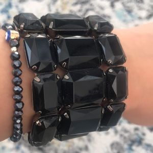 Black Cuff Statement Bracelet